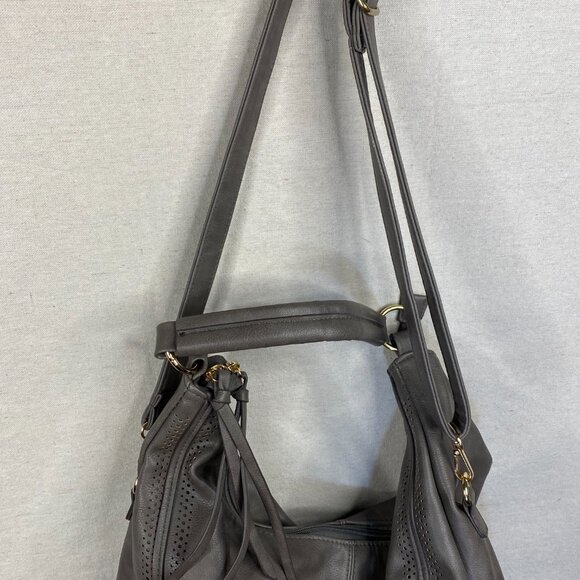 KILAMAL Purse Vegan Faux Leather Hobo Bag Gray with Handle and Adjustable Strap - Picture 7 of 11